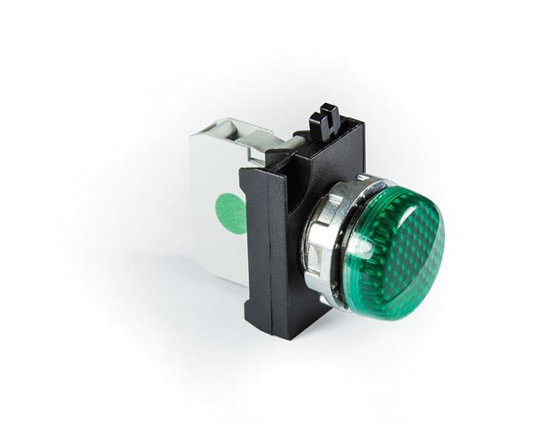 CM Series Metal with LED 100-230V AC Green 22 mm Pilot